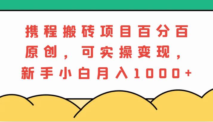 携程搬砖项目，百分百原创，可实操变现，新手小白月入1000+-云深网创社