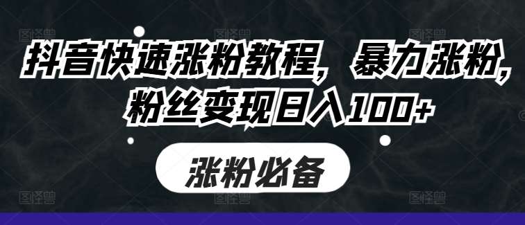 抖音快速涨粉教程，暴力涨粉，粉丝变现日入100+-云深网创社