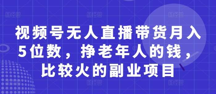 视频号无人直播带货月入5位数，挣老年人的钱，比较火的副业项目-云深网创社