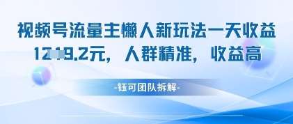 视频号流量主懒人新玩法，一天收益1k，人群精准收益高-云深网创社