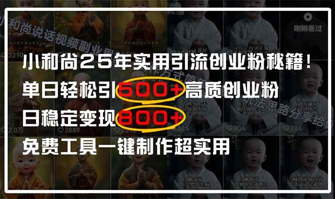 （14436期）小和尚2025年实用引流秘籍！单日轻松引500+高质量创业粉，日变现800+，…-云深网创社