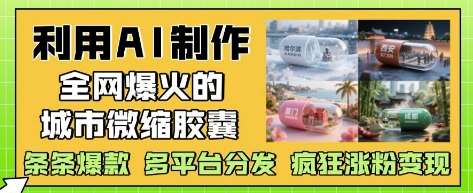 利用AI制作全网爆火的城市微缩胶囊，条条爆款， 多平台分发，疯狂涨粉变现-云深网创社