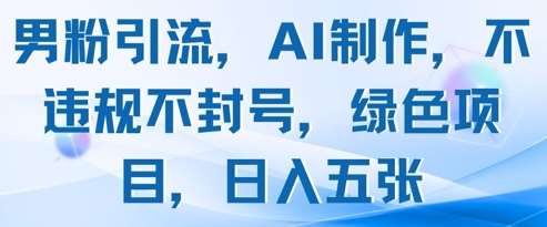 男粉引流，AI制作，不违规不封号，绿色项目，日入五张-云深网创社