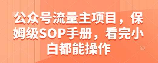 公众号流量主项目，保姆级SOP手册，看完小白都能操作-云深网创社