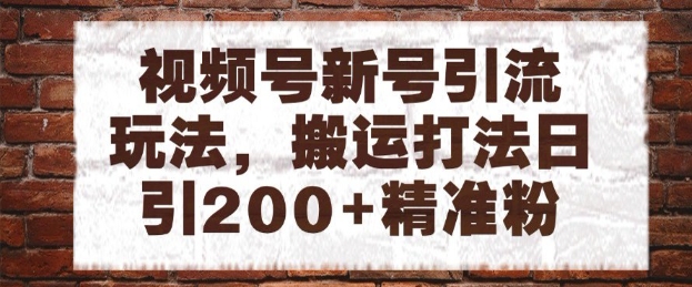 视频号新号引流玩法，搬运打法日引200+精准粉，可矩阵放大【揭秘】-云深网创社