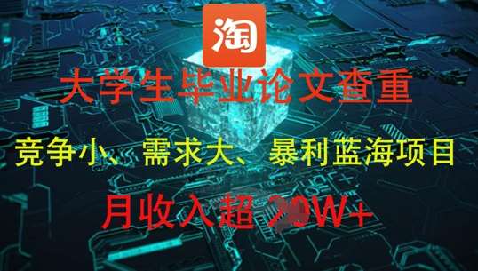 大学生毕业论文查重，暴利蓝海项目，月收入过1W+-云深网创社