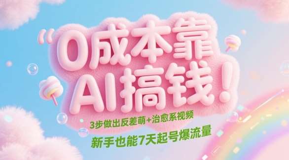 0成本靠AI搞钱！3步做出反差萌+治愈系视频，新手也能7天起号爆流量-云深网创社