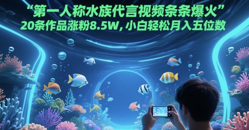第一人称水族代言视频条条爆火，20条作品涨粉8.5W，小白轻松月入五位数-云深网创社