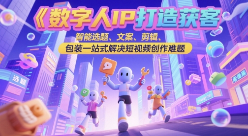 数字人IP打造获客变现实操课，智能选题、文案、剪辑、包装一站式解决短视频创作难题-云深网创社