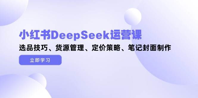 （14748期）小红书DeepSeek运营课，选品技巧、货源管理、定价策略、笔记封面制作-云深网创社