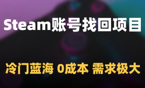Steam账号找回项目，冷门蓝海，0成本，需求极大-云深网创社