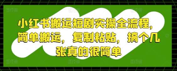 小红书搬运短剧实操全流程，简单搬运，复制粘贴，搞个几张真的很简单-云深网创社