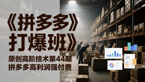 《拼多多打爆班》原创高阶技术第44期，拼多多高利润强付费-云深网创社