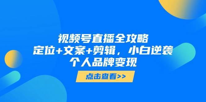 视频号直播全攻略，定位+文案+剪辑，小白逆袭个人品牌变现-云深网创社