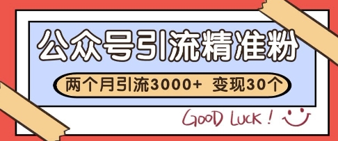 公众号精准粉引流玩法，2个月3000+精准粉，变现30个W【揭秘】-云深网创社
