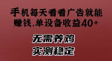 手机每天看看广告就能挣钱，单设备收益40+，无需养鸡，实测稳定【揭秘】-云深网创社
