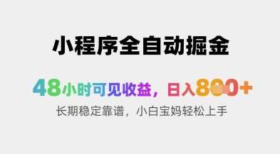 小程序全自动掘金，48小时可见收益，日入8张+长期稳定靠谱，小白宝妈轻松上手【揭秘】-云深网创社