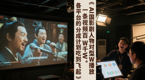 AI三国影视剧人物对口型唱歌玩法，一条视频百W千W播放，各平台的分成计划吃到飞起-云深网创社