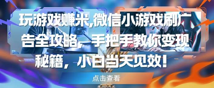 玩游戏挣米，微信小游戏刷广告全攻略，手把手教你变现秘籍，小白当天见效-云深网创社