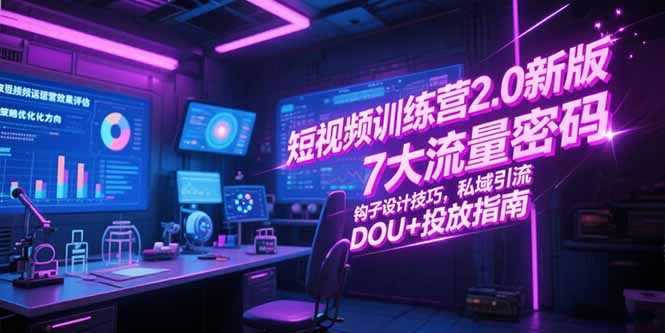 （15255期）短视频训练营2.0新版，7大流量密码/钩子设计技巧/私域引流/DOU+投放指南-云深网创社