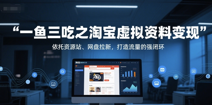 一鱼三吃之淘宝虚拟资料变现，依托资源站、网盘拉新，打造流量的强闭环-云深网创社