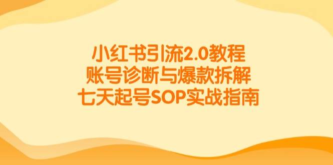 小红书引流2.0教程，账号诊断与爆款拆解，七天起号SOP实战指南-云深网创社