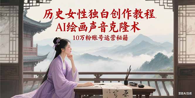 （15186期）历史女性独白创作教程，AI绘画声音克隆术，10万粉账号运营秘籍-云深网创社
