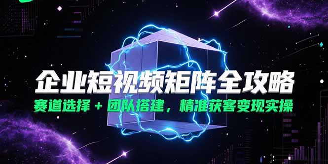 （15242期）企业短视频矩阵全攻略，赛道选择+团队搭建，精准获客变现实操-云深网创社