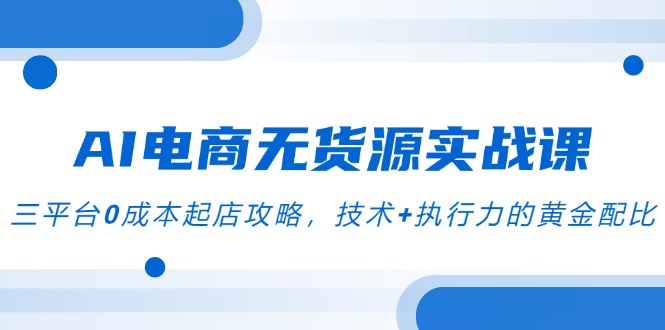 （14982期）AI电商无货源实战课，三平台0成本起店攻略，技术+执行力的黄金配比-云深网创社
