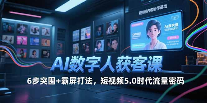 （15247期）AI数字人获客课，6步突围+霸屏打法，短视频5.0时代流量密码-云深网创社