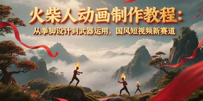 （15171期）火柴人动画制作教程：从拳脚设计到武器运用，国风短视频新赛道-云深网创社