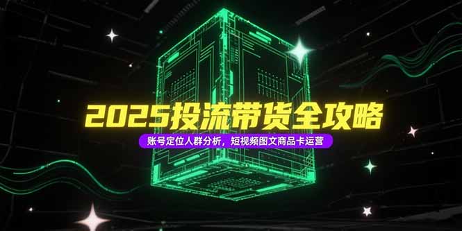（15233期）2025投流带货全攻略，账号定位人群分析，短视频图文商品卡运营-云深网创社