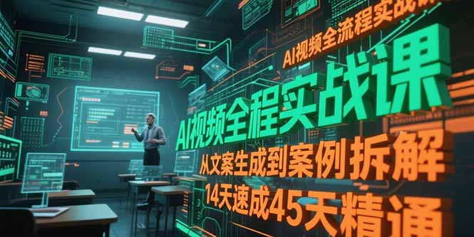 （15172期）AI视频全流程实战课，从文案生成到案例拆解，14天速成45天精通-云深网创社