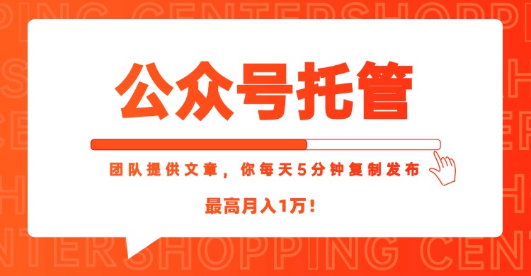 （15109期）【公众号托管 】我提供文章，你每天５分钟复制发布，最高月入1W-云深网创社