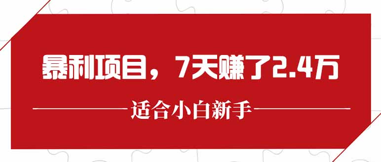 （15228期）最新暴利项目，每单收益轻松在300以上，7天赚了2.4万-云深网创社
