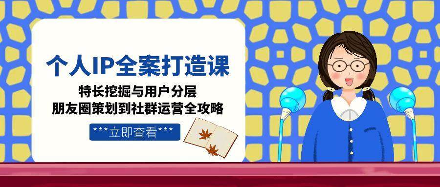 个人IP全案打造课，特长挖掘与用户分层，朋友圈策划到社群运营全攻略-云深网创社