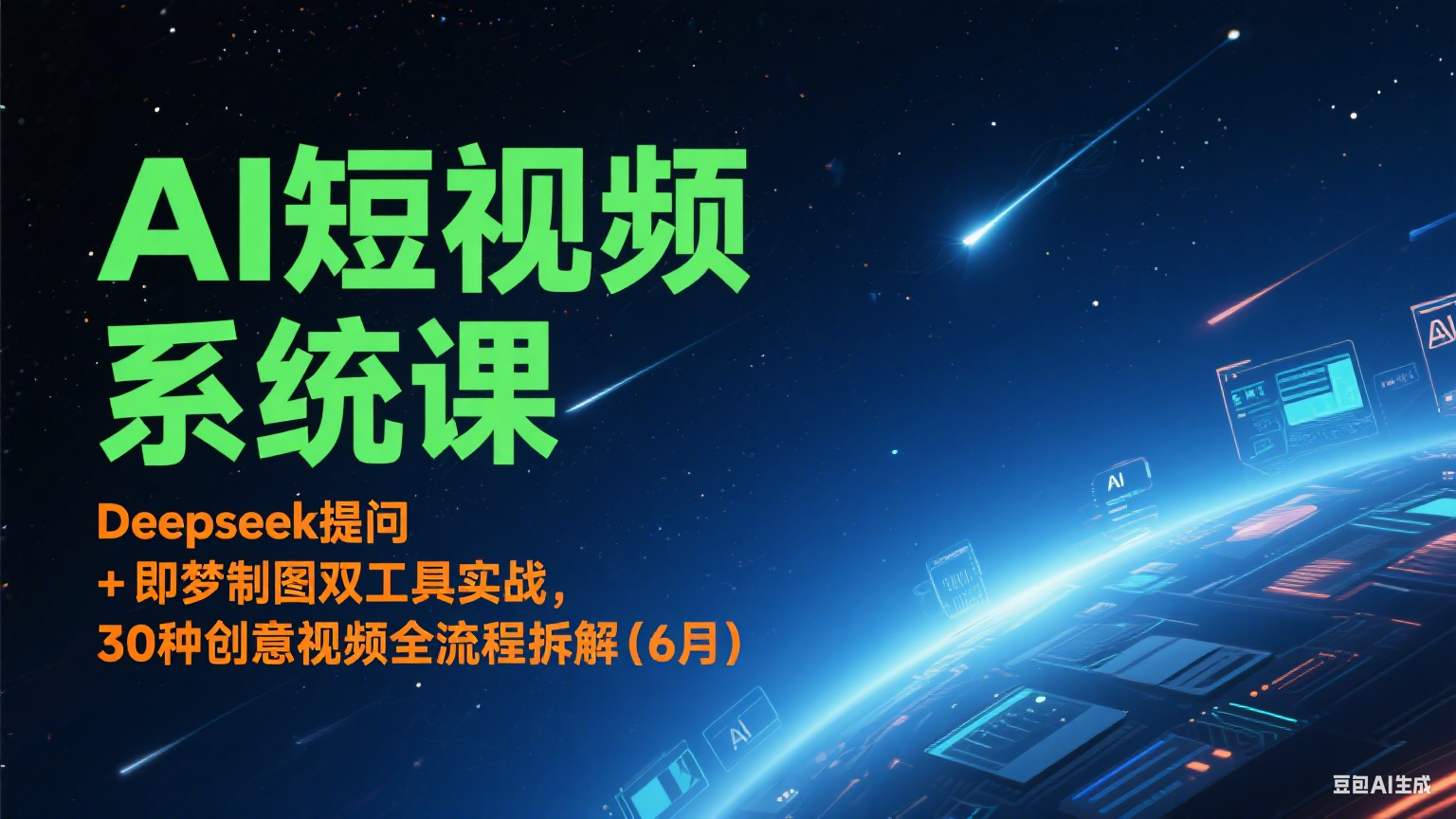 AI短视频系统课：Deepseek提问 + 即梦制图双工具实战，30种创意视频全流程拆解(6月)-云深网创社