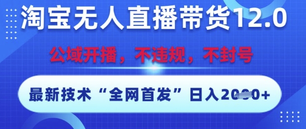 淘宝无人直播带货12.0，最新技术，不封号，不违规，操作简单，开播爆单，日入多张【揭秘】-云深网创社