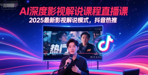 AI深度影视解说课程直播课，2025最新影视解说模式，抖音热推-云深网创社