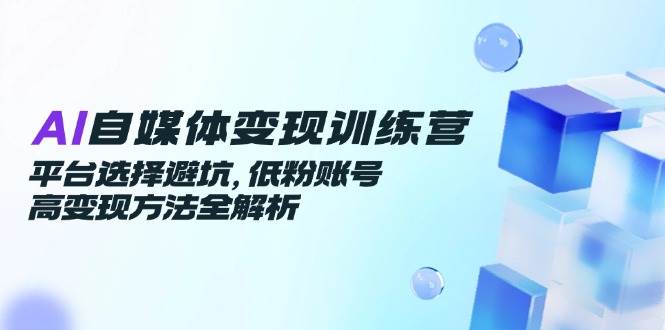 AI自媒体变现训练营，平台选择避坑，低粉账号高变现方法全解析-云深网创社