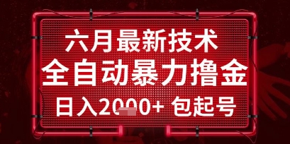 六月最新技术全自动暴力撸金，稳定日入2k+包起号，长期稳定【揭秘】-云深网创社