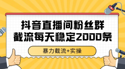 抖音直播间粉丝群暴力截流，一台电脑每天稳定2000条数据【揭秘】-云深网创社