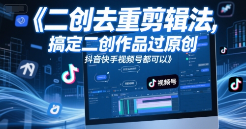 短视频二创去重剪辑法，搞定二创作品过原创，抖音快手视频号都可以-云深网创社