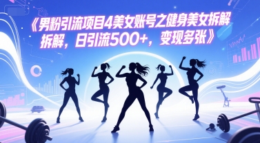 男粉引流项目4美女账号之健身美女拆解，日引流500+，变现多张-云深网创社