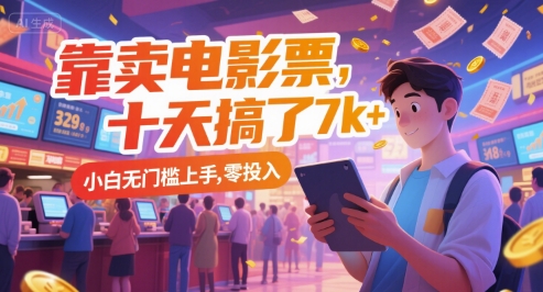 靠卖电影票，十天搞了7k+，小白无门槛上手，零投入【揭秘】-云深网创社