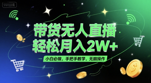 带货无人直播，轻松月入2W+，小白必做，手把手教学，无脑操作(附学习资料)-云深网创社