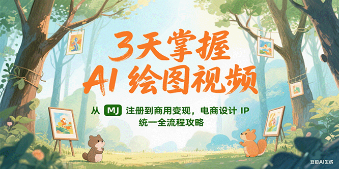 3天掌握AI绘图视频，从MJ 注册到商用变现，电商设计IP统一全流程攻略-云深网创社
