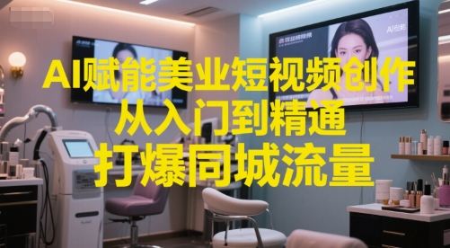 AI赋能美业短视频创作，从入门到精通，打爆同城流量，超级AI工具短视频实操落地-云深网创社