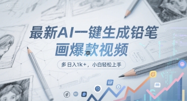 最新AI一键生成铅笔画爆款视频，多平台分发，日 入1k+，小白轻松上手【揭秘】-云深网创社