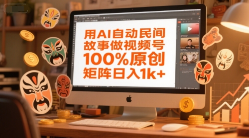 用AI自动民间故事做视频号，100%原创，矩阵日入1k+-云深网创社